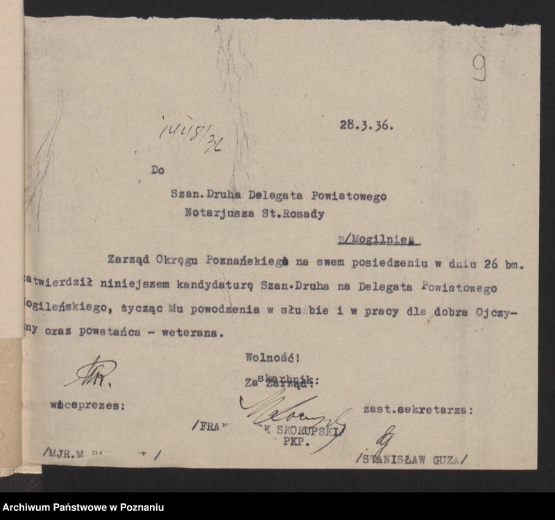 Obraz 13 z jednostki "Mogilno - akta delegata powiatowego."