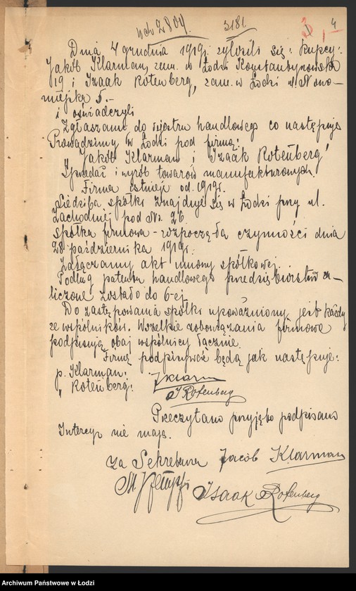 Obraz 6 z jednostki "Jakób Klarman, Izaak Rotenberg- wyrób i sprzedaż towarów manufakturowych"