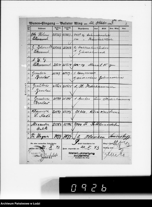 Obraz 7 z jednostki "Wareneingangsmeldungen. [Getto - Bałucki Rynek]"