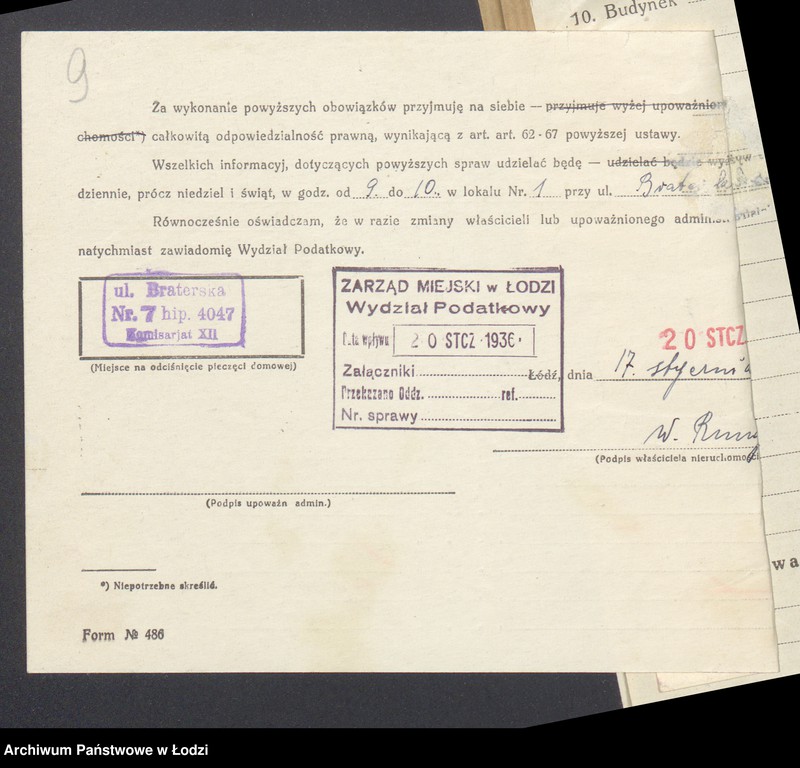 Obraz 11 z jednostki "Księga inwentarzowa nieruchomości m. Łodzi ul. Braterska"