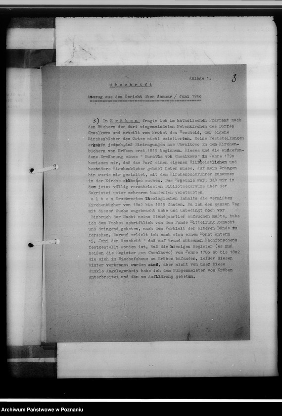 image.from.unit.number "Einziehungsprotokolle [ksiąg kościelnych oraz korespondencja w sprawie zaginionych ksiąg] in Kröben [w Krobi, powiat gostyński]"