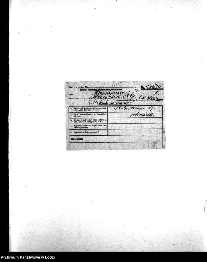 Obraz 6 z jednostki "[Korespondencja z wydziałami gettowymi; z osobami prywatnymi w różnych krajach w sprawie informacji o mieszkańcach getta]"