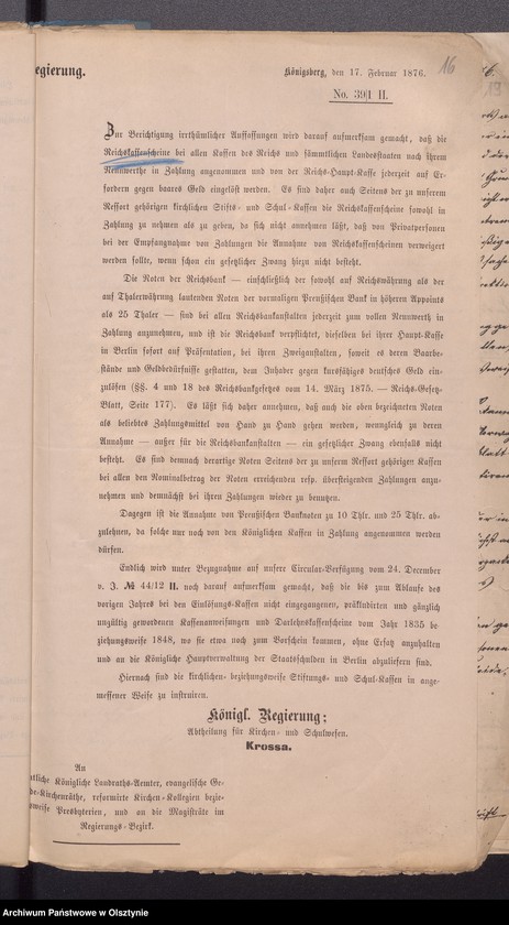 image.from.unit.number "Verhandlungen der Behörden an die Gemeinde Kirchenräthe gerichtet Vol. I"