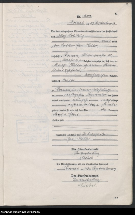 Obraz 9 z jednostki "Księga urodzeń odpis tom IV [Rejestr poboczny urodzeń]"