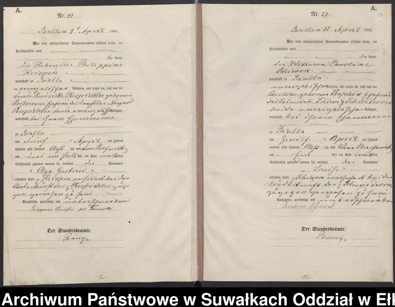 image.from.unit.number "Geburts-Haupt-Register des Königlichen Preussischen Standes-Amtes Bialla Kreis Johannisburg"