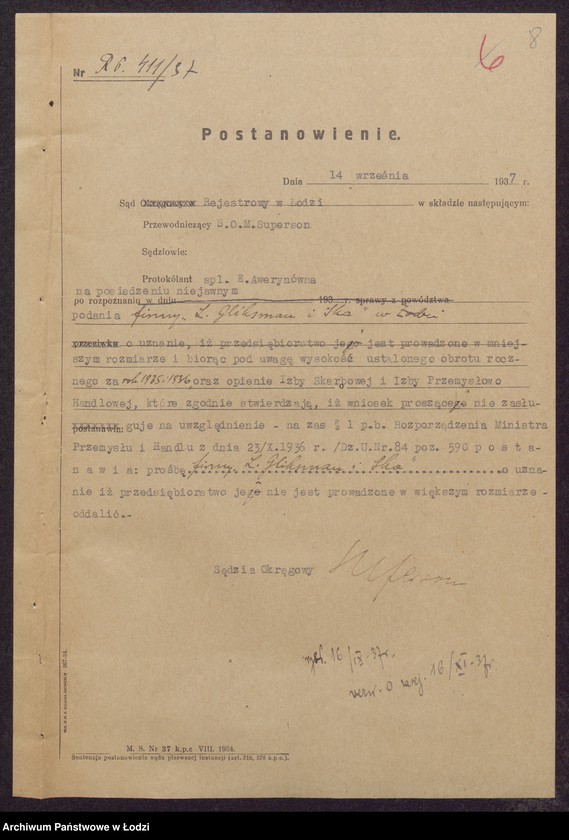 Obraz 10 z jednostki "Lajwe Zanwel Gliksman, Rajzla Gliksman, Lewi Zanwel Gliksman- sprzedaż przędzy"