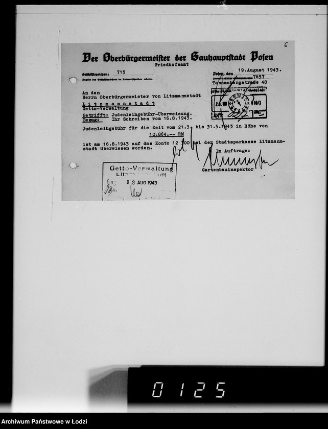 Obraz 10 z jednostki "Sonderkonto 12300. Arbeitsamt Posen Judenlager des Oberbürgermeisters von Posen"