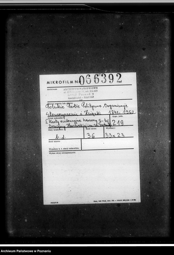 Obraz 2 z jednostki "Karty ewidencyjne harcerzy 5- tej Drużyny Harcerskiej im. Stasia Tarkowskiego"