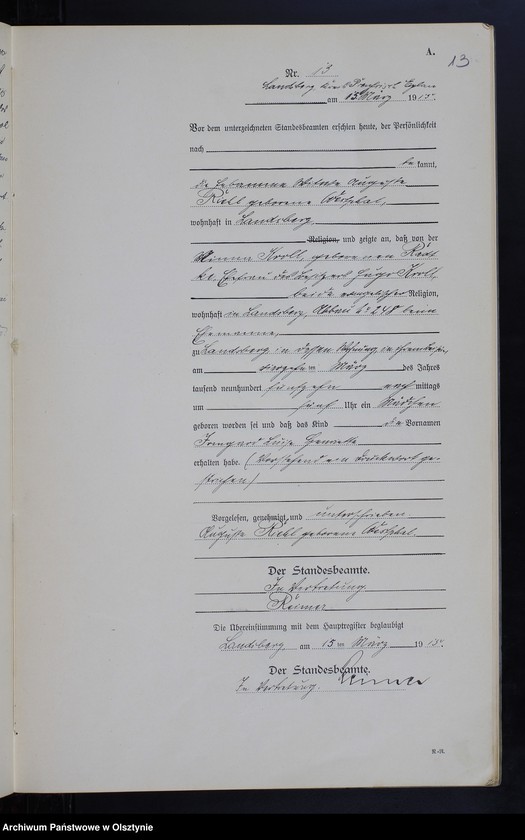 image.from.unit.number "Geburts-Neben-Register Nr 1 - 45 [ Księga urodzeń - wtóropis ]"