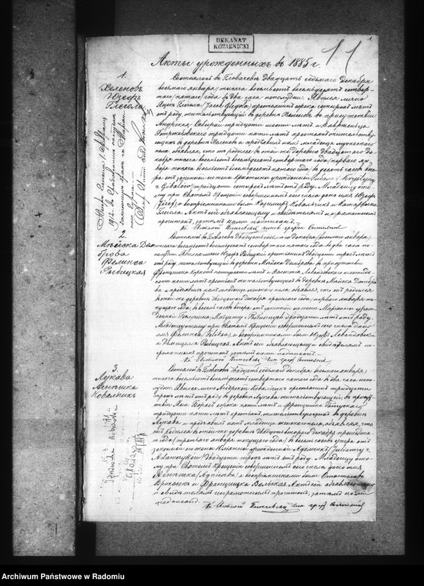 image.from.unit.number "[Duplikat akt urodzonych, zaślubionych i zmarłych parafii Głowaczów za 1885 rok]"