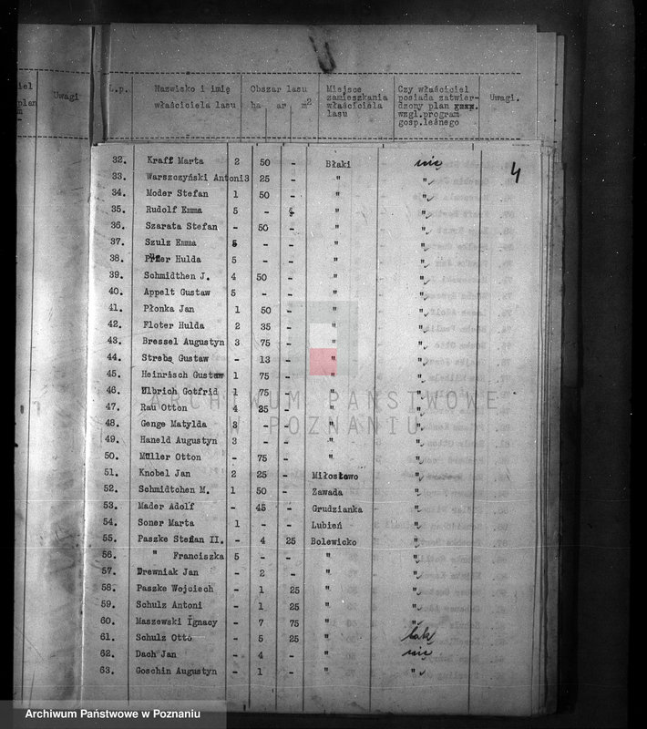 Obraz 8 z jednostki "Spis właścicieli lasów do 30 ha powiat nowotomyski"