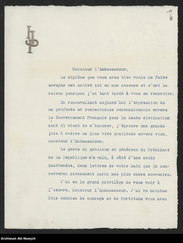 Obraz 8 z jednostki "Jusserand Jean Jules (historyk, dyplomata); Załączniki: charakterystyki i życiorysy F. E. Fronczaka, T. A. Starzyńskiego, J. F. Smulskiego, K. Żychlińskiego, N. L. Piotrowskiego; L.6 (odpowiedzi - maszynopisy)"