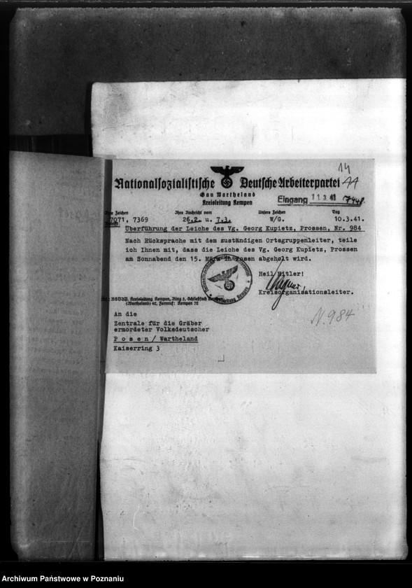 Obraz 18 z jednostki "Georg Kupietz aus Prossen, Kreis Kempen (Kępno)"