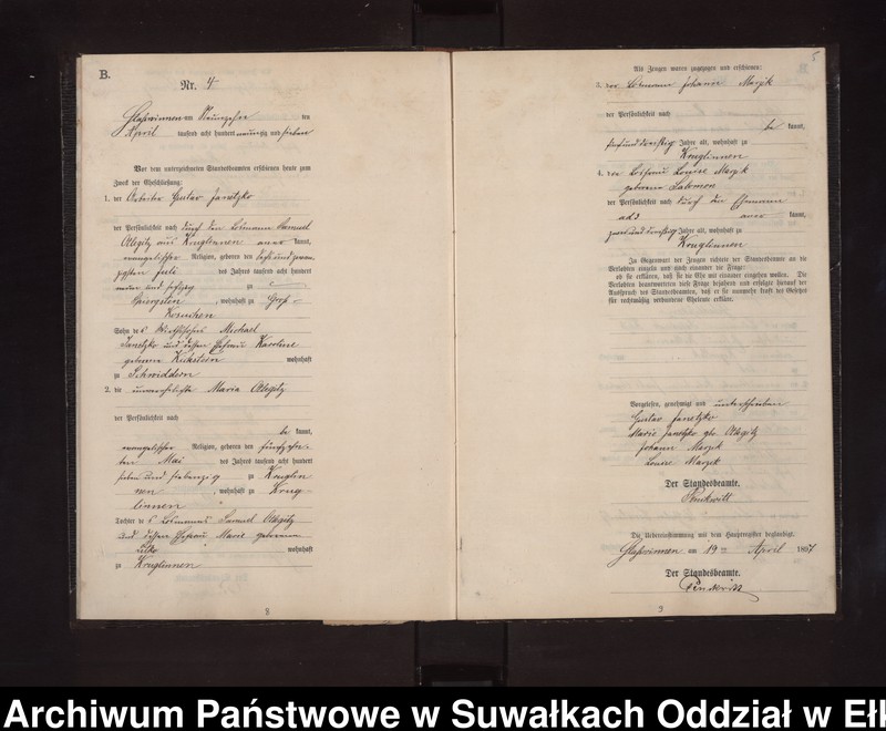 image.from.unit.number "Heiraths-Neben-Register des Preussischen Standes-Amtes Stasswinnen Kreis Lötzen"