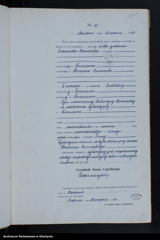 image.from.unit.number "Księga zgonów Nr 1 - 38,1 - 42,1 - 45 i 1 - 62 /brak lat 1890 - 1895/ /przepisana w języku polskim z oryginału niemieckiego w dniach16.07.-22.08.1950"