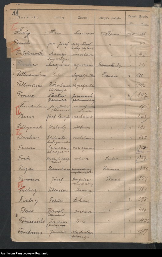 Obraz 20 z jednostki "Spis alfabetyczny małżeństw za 1926"