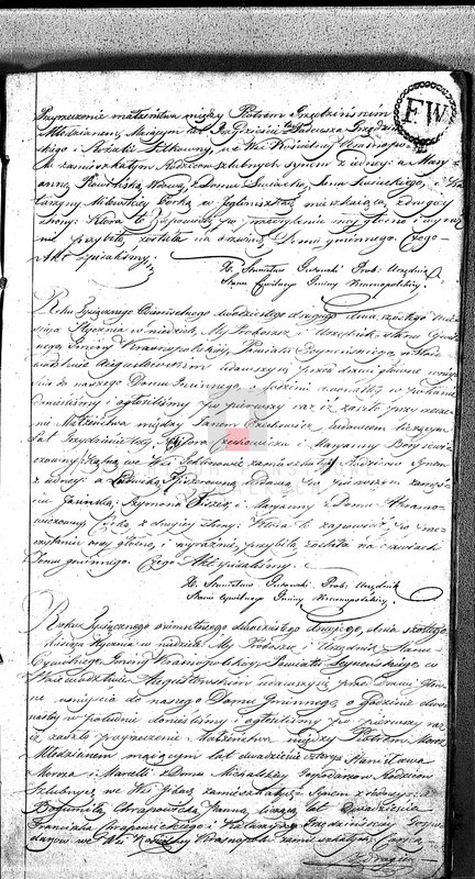 image.from.unit.number "Akta Zaślubionych Gminy Krasnopolskiey R-ku 1822. Powiat Seyneński. Województwo Augstowskie."