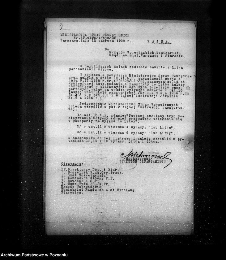 Obraz 6 z jednostki "/Udzielanie paszportów, znaki poufne na paszportach- zarządzenia tajne generalia/"