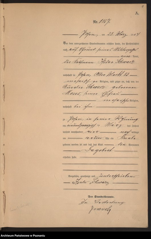 Obraz 12 z jednostki "Księga miejscowa urodzeń tom III"