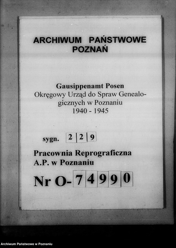 image.from.unit.number "Bücherverzeichnis betreff.: Kreissippenamt Warthbrücken [Koło]"