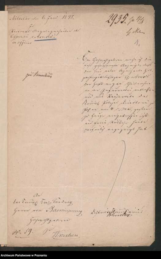 Obraz 5 z jednostki "A. betr. Haftentlassung des Gutsbesitzers Cyprian von Arnold"