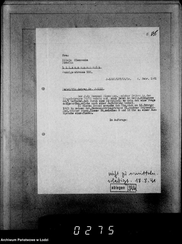 Obraz 12 z jednostki "J[uden] 1301-1320. [Wnioski Żydów z Getta o zwrot należności za towary wzięte na kredyt]"