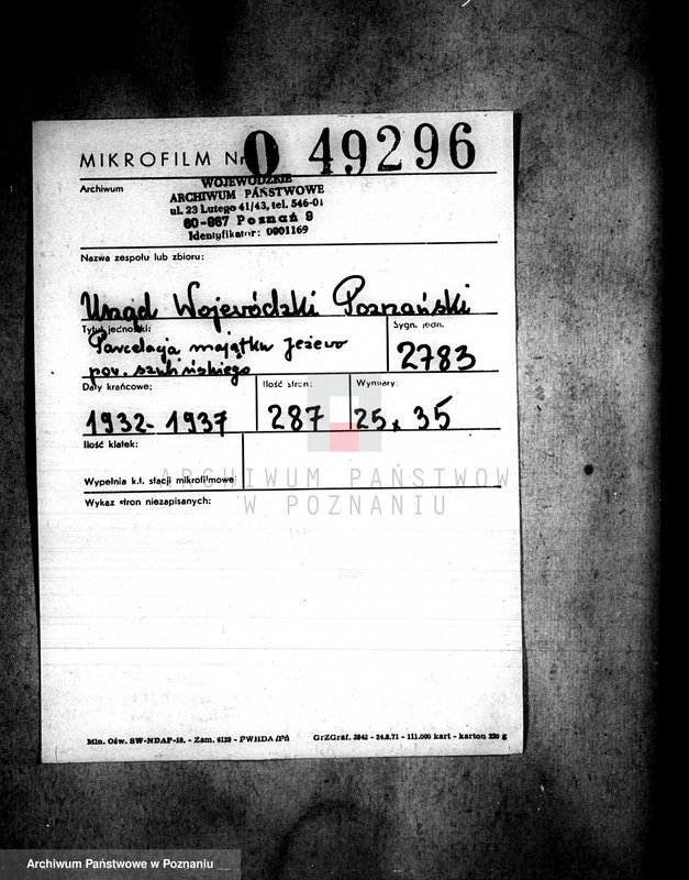 Obraz 2 z jednostki "Parcelacja majątku Jeżowo powiatu szubińskiego"