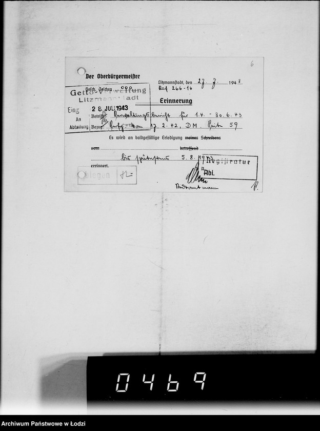 Obraz 10 z jednostki "Akten betr.Correspondenz an Hern Oberbürgermeister und Bürgermeister"