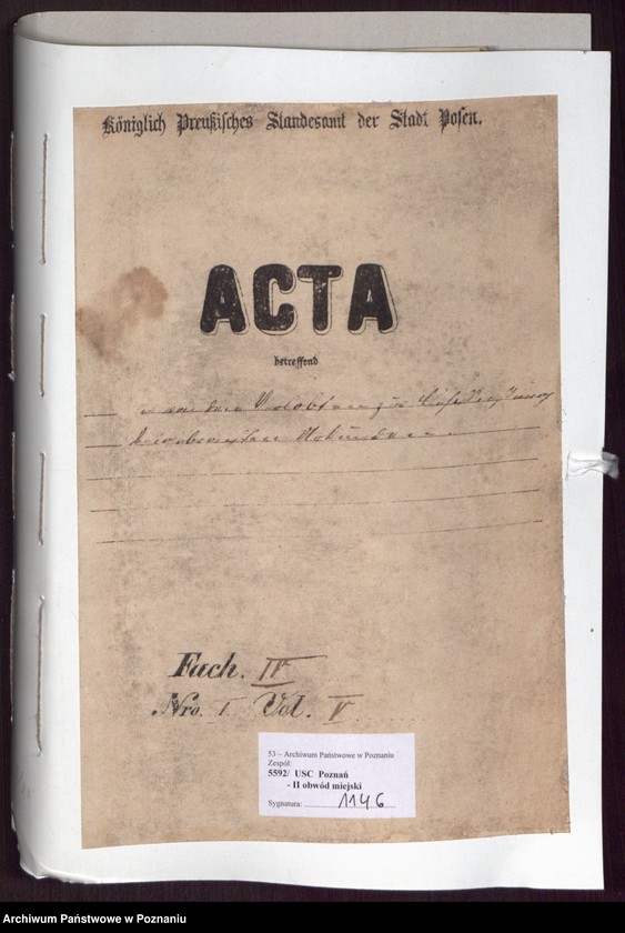 Obraz 2 z jednostki "Die von den Verlobten beigebrachten Urkunden zur Eheschliessung pro 1896"