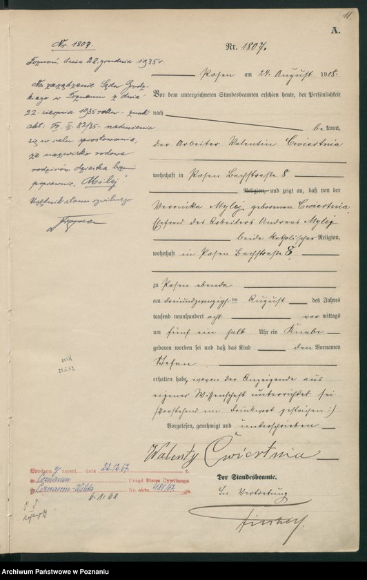 Obraz 13 z jednostki "Księga miejscowa urodzeń tom IV [Rejestr główny urodzeń]"