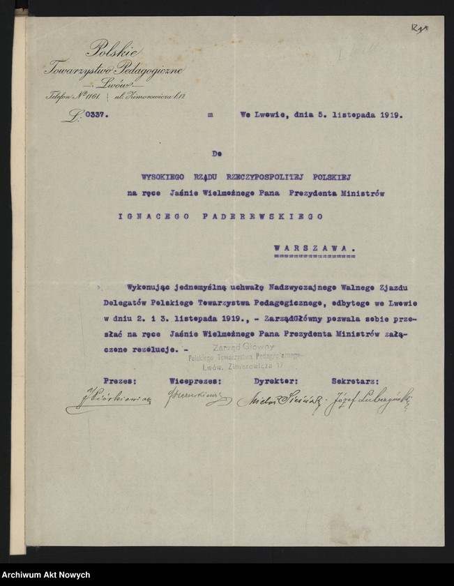 image.from.unit.number "Sprawy pomocy dla szkół i organizacji oświatowych; rezolucja zjazdu Polskiego Towarzystwa Pedagogicznego. Korespondencja, podania, wycinek prasowy. "Dziennik Pomorski", 14 III 1920 nr 61"