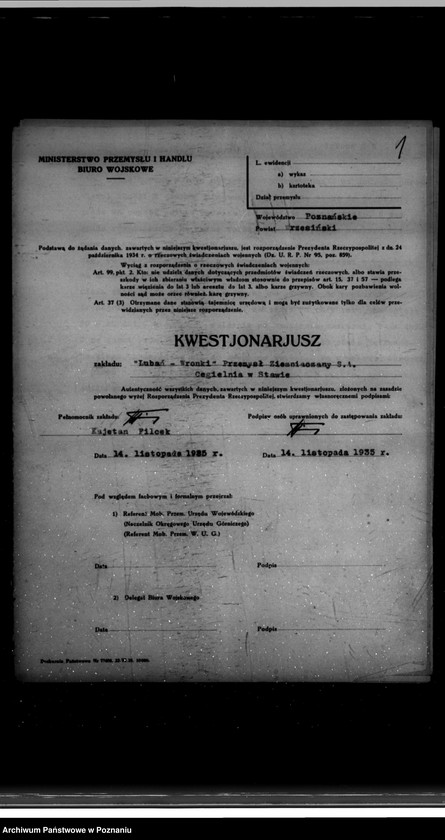 Obraz 5 z jednostki "Kwestionariusz Przemysłu Ziemniaczanego Lubań-Wronki S.A. Cegielnia w Stawie /powiat wrzesiński/"