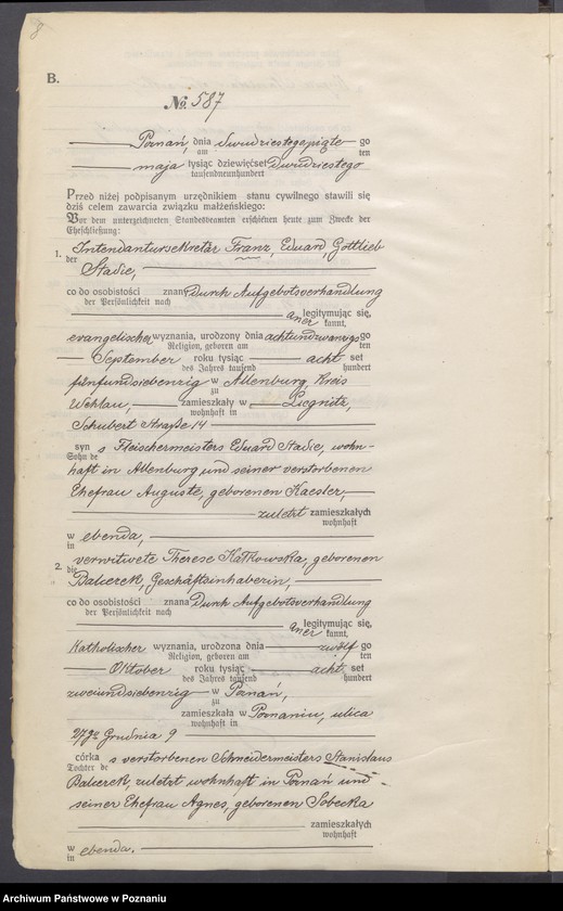 Obraz 10 z jednostki "Księga miejscowa małżeństw tom III [Rejestr główny małżeństw]"