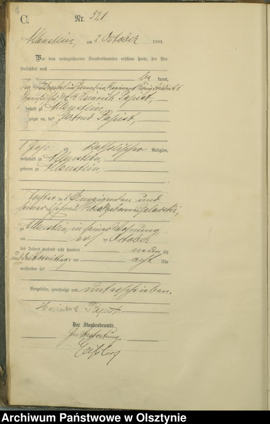 image.from.unit.number "Sterbe-Haupt-Register Tom II,Nr 316 - 463"