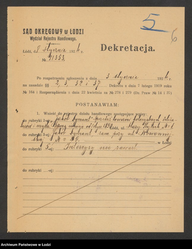 Obraz 8 z jednostki "Jakób Dymant – sprzedaż towarów kolonialnych, delikatesów i mydła"