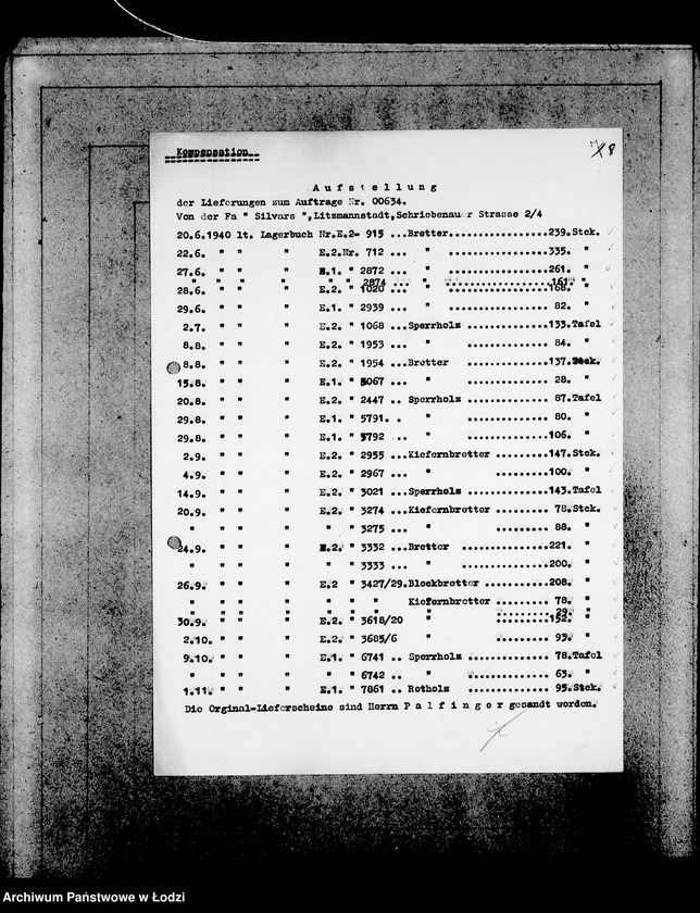 Obraz 12 z jednostki "[Zlecenia na dostawę dla ludności Getta artykułów spożywczych- ziemniaki, chleb, mąka, mięso- oraz zwrot opakowań]"
