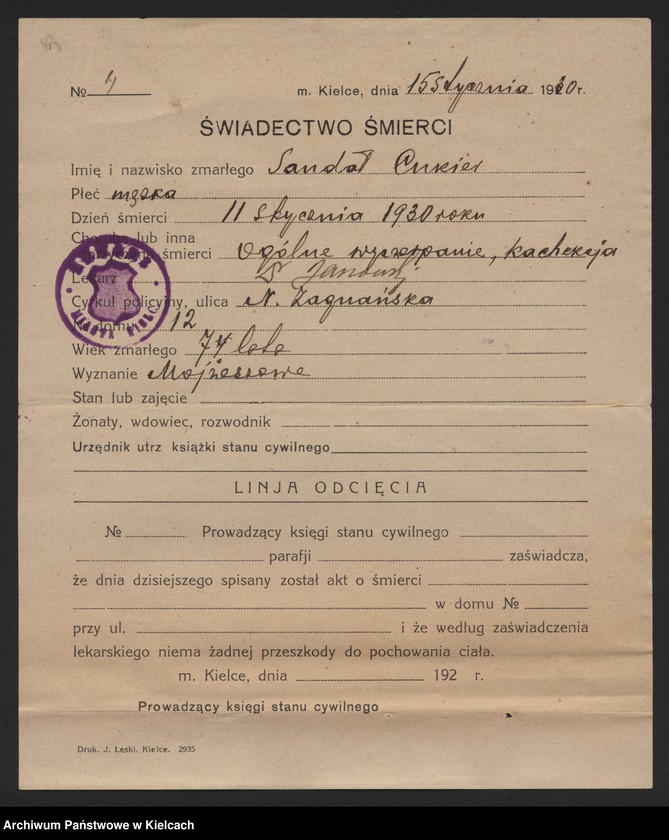 image.from.unit.number "Załączniki do akt zgonu Okręgu Bożniczego Kielce za rok 1930"