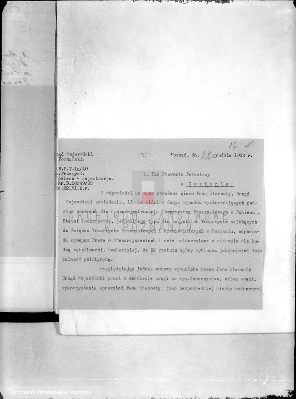 Obraz 20 z jednostki "/Towarzystwo Przemysłowe w Poniecu powiatu gostyńskiego/"