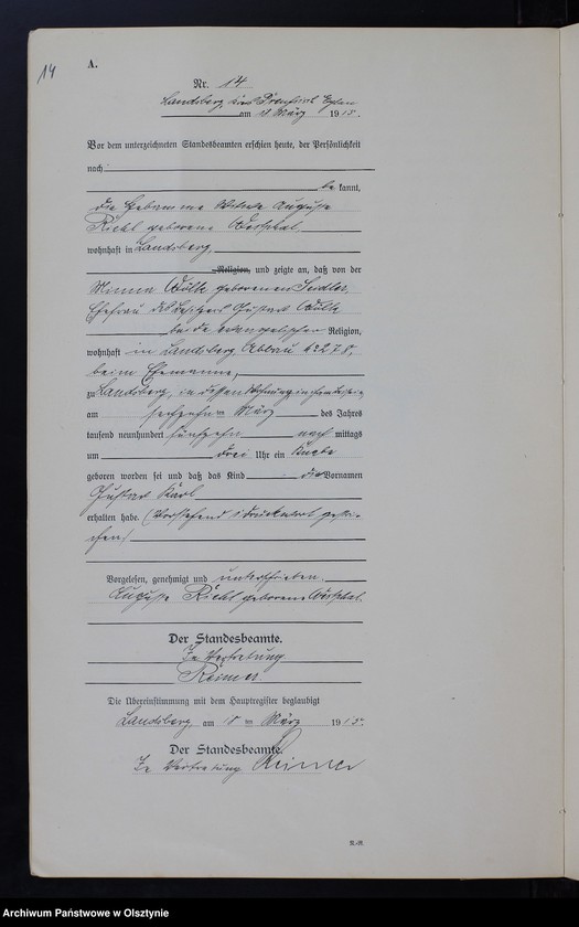 image.from.unit.number "Geburts-Neben-Register Nr 1 - 45 [ Księga urodzeń - wtóropis ]"