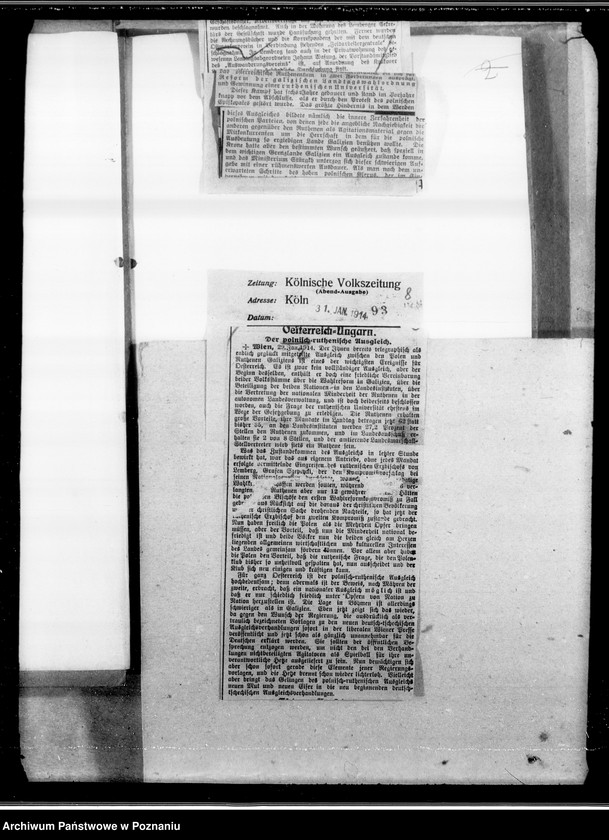 Obraz 13 z jednostki "Sprawy Polskie w zaborach: austriackim i rosyjskim [wycinki z prasy niemieckiej]"