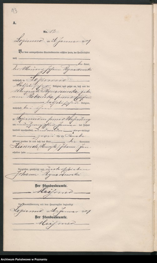 Obraz 16 z jednostki "Geburts-Nebenregister"