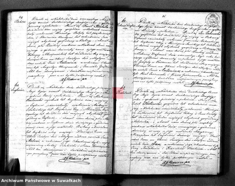 Obraz 18 z jednostki "[Duplikat Aktów urodzeń, zaślubienia i zejśćparafii Rzym.-Kat. w Kaletniku 1862 r.]"