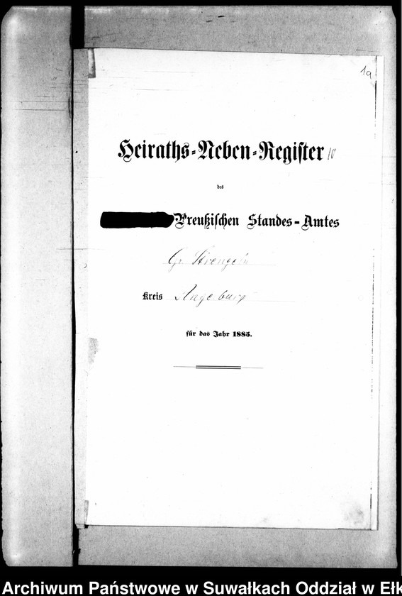 image.from.unit.number "Heiraths-Neben-Register des Preussischen Standes-Amtes Gr. Strengeln Kreis Angerburg"