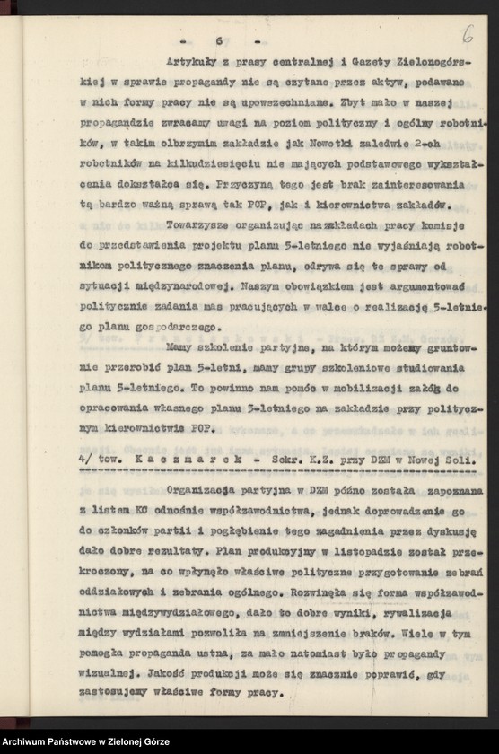 image.from.unit.number "Protokół plenarnego posiedzenia nt.: Wyniki działalności w wojewódzkiej organizacji partyjnej w dziedzinie rozwoju socjalistycznego współzawodnictwa pracy. Załączniki. 13 grudnia 1955 r."