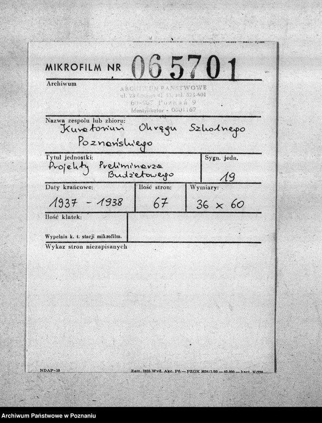 Obraz 2 z jednostki "Projekty preliminarza budżetowego"