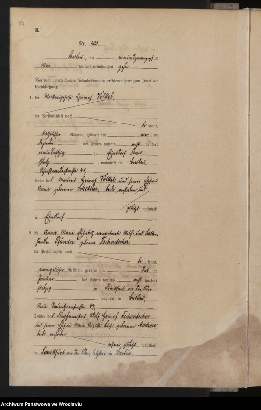 image.from.unit.number "Heiraths-Haupt-Register Breslau II 1910 Band 3"