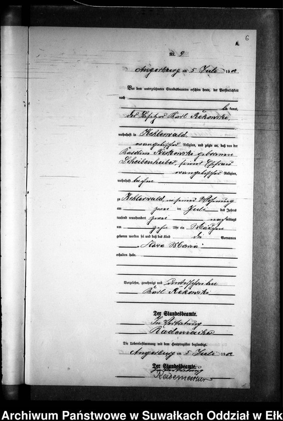 image.from.unit.number "Geburts-Neben-Register des Preussischen Standes-Amtes Kehlen Kreis Angerburg"