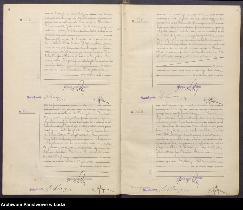 Obraz 6 z jednostki "Akta zgonów od numeru 1000 do numeru 1868"