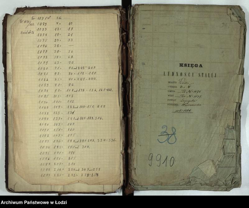 Obraz 3 z jednostki "Księga ludności stałej Łódź - cyrkuł III i IV nr 1071-1137"