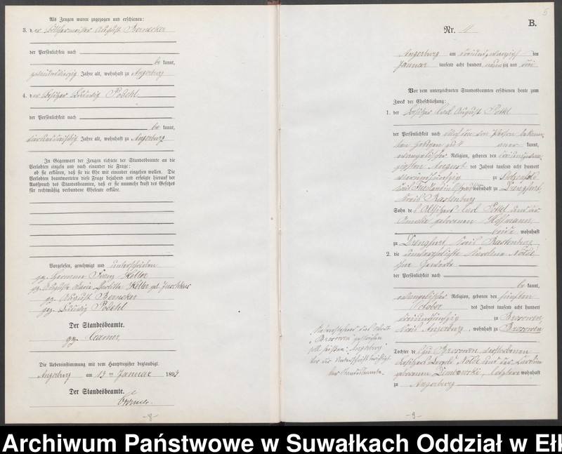 Obraz 8 z jednostki "Heiraths-Neben-Register des Preussischen Standes-Amtes Angerburg Kreis Angerburg"
